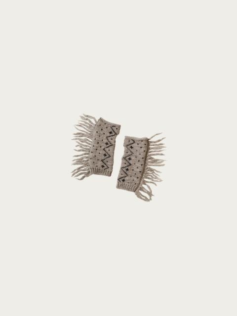 Kapital Wool Fringed Hand Warmers - Beige