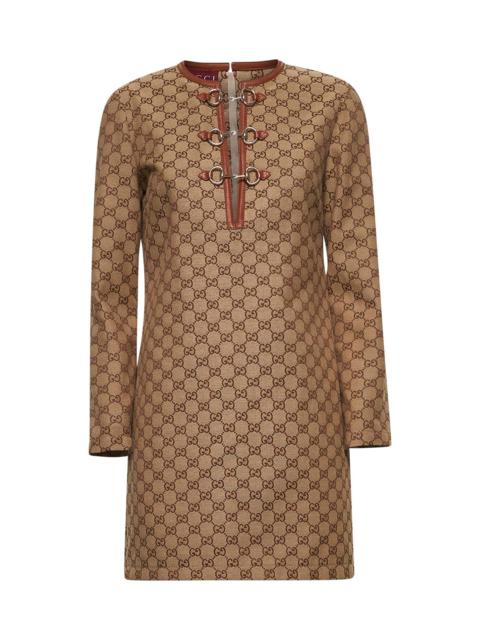 Gucci Women Beige Gg Canvas Mini Dress