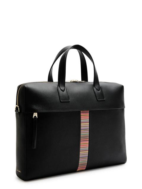 Paul Smith Paul Smith Striped Grained Leather Briefcase