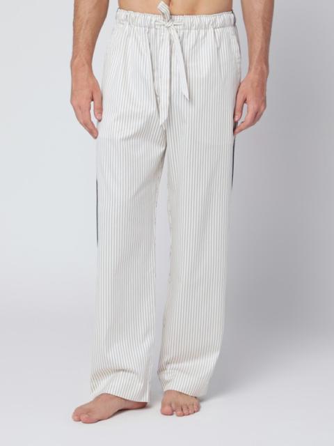 TEKLA Brown and white striped pyjama trousers