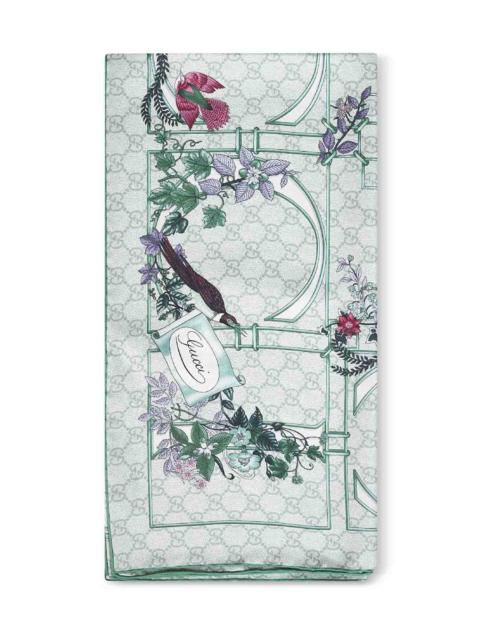 GUCCI Gucci Women Green Printed Silk Twill Scarf