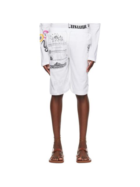 Marine Serre White Regenerated Graphic Shorts