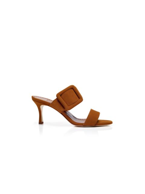 Manolo Blahnik Brown Suede Open Toe Mules