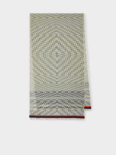 Paul Smith Khaki 'Optical Diamond' Cotton-Modal Scarf