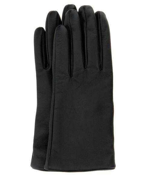SAINT LAURENT Saint Laurent Women Black Leather Cassandre Gloves