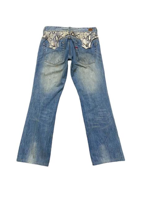 Other Designers Nicole Club - NCFM Denim Twin Flap Snake Patern Flare Jeans