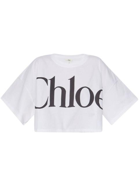 Chloé Chloe Women Cropped Boxy Logo T-Shirt