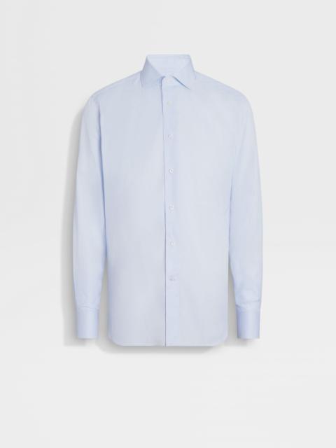 ZEGNA LIGHT BLUE AND WHITE MICRO-CHECKED 300 COTTON SHIRT