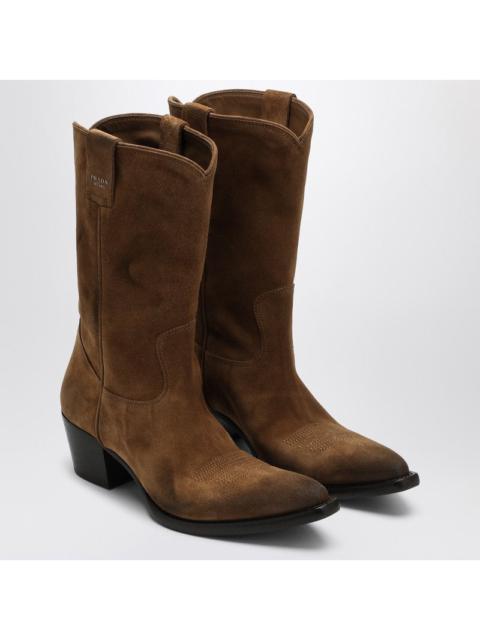 Prada Tobacco Colored Suede Ankle Boots Women