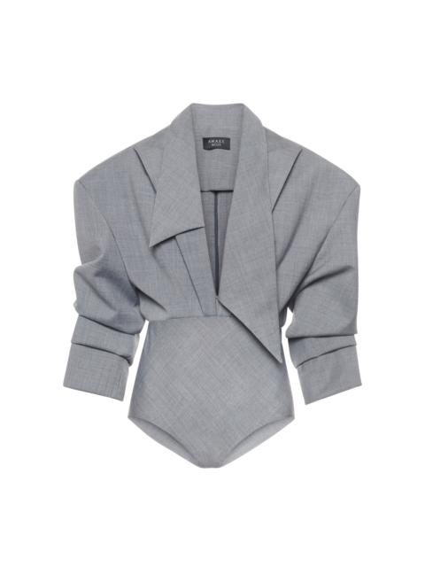 A.W.A.K.E. MODE Tailored Wool-Blend Bodysuit grey