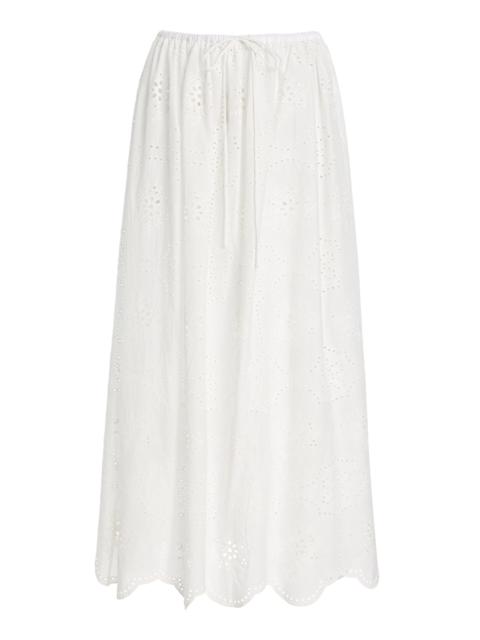 MATTEAU Cotton Broderie Anglaise Midi Skirt white