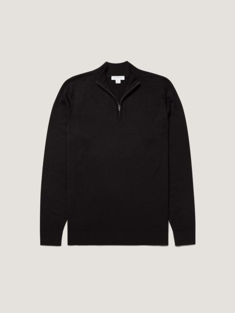 Sunspel Fine Merino Wool Zip Neck