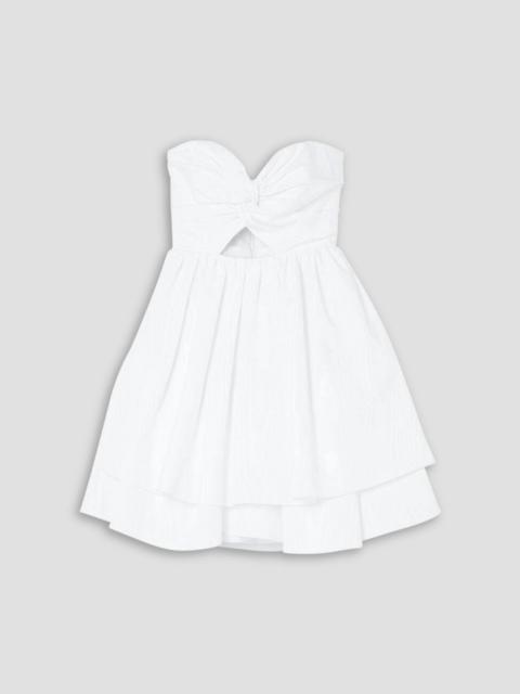 CAROLINA HERRERA Strapless tiered ruffled cutout moire-taffeta mini dress