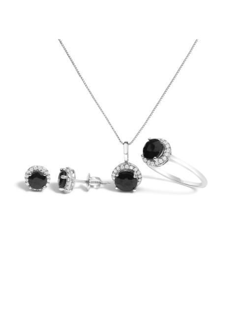 Other Designers Haus of Brilliance 10K White Gold Red Ruby and 3/8 Cttw Diamond Halo Jewelry Set