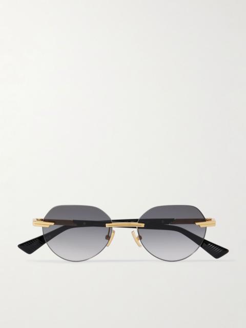 Bottega Veneta Rimless Round-Frame Gold-Tone Sunglasses Gold