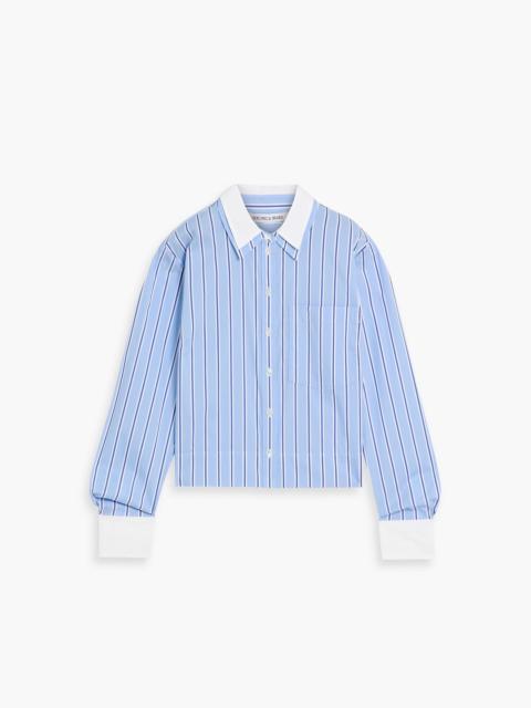 VERONICA BEARD Maia cropped striped cotton-blend poplin shirt
