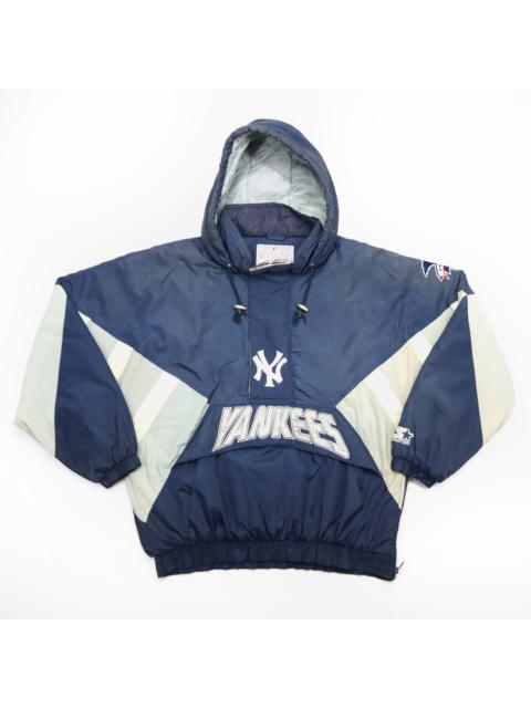 Other Designers Vintage 90s STARTER NFL YANKEES New York Big Logo Embroidered New York Anorak Half Zipper Hoodie Jacket Pullover Size Medium