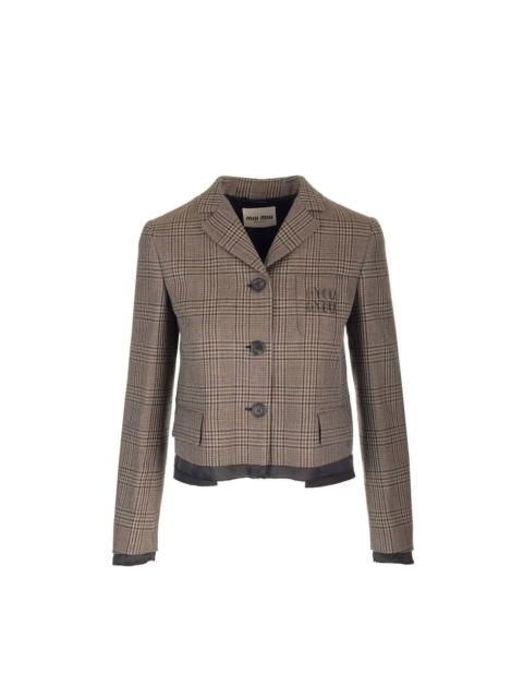 Miu Miu Check Pattern Wool Jacket