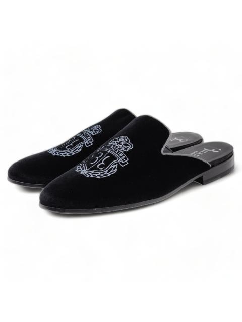 Other Designers Billionaire - Billionaire Velvet Half Loafers Crest in Black