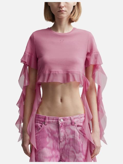Blumarine CROPPED T-SHIRT WITH RUFFLES AND FLOUNCES