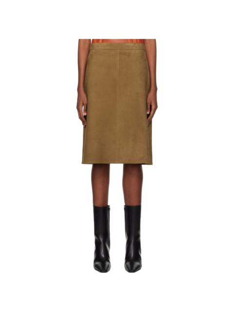 FERRAGAMO Brown A-Line Midi Skirt