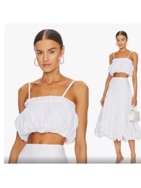 Other Designers New! Cinq a Sept Women's White IVEE Crop Puffball Sleeveless‎ Top Sz Large $225