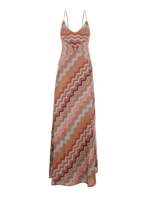 Missoni Missoni Women Multicolor Long Dress With Crossed Shoulder Straps And All-Over Zigzag Motif In Viscos