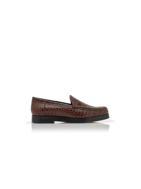 Manolo Blahnik Brown Calf Leather Loafers