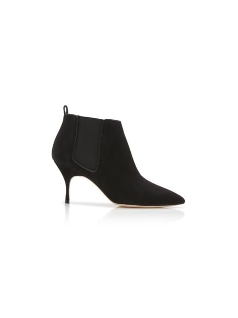 Manolo Blahnik Black Suede Ankle Boots