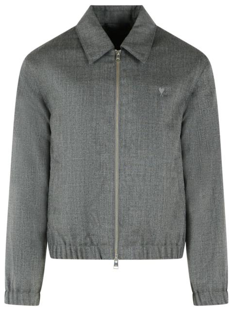 AMI Paris Ami Paris 'Ami De Cœur' Padded Jacket In Carbon Grey Wool Men