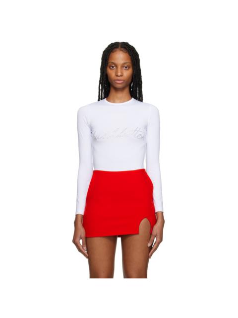 pushBUTTON White Crystal Long Sleeve T-Shirt