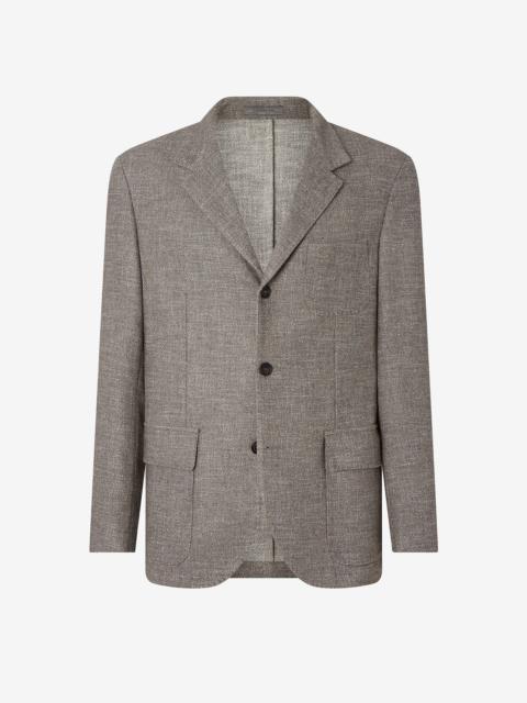 CORNELIANI Beige wool, cashmere and stretch silk twill jacket
