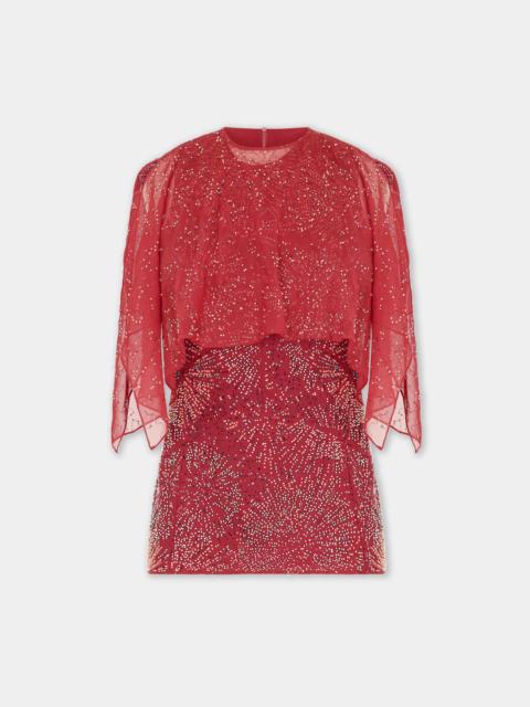 rabanne CREPE TOP WITH PEARL EMBROIDERY