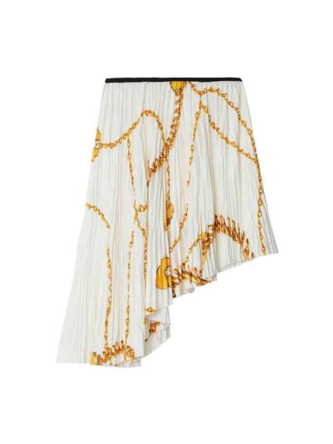 Burberry Burberry White Chain-print Asymmetric Skirt
