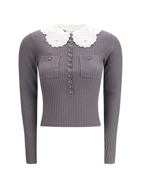 self-portrait Self-portrait Lace Collar Knit Top