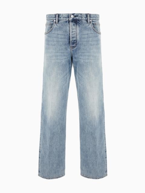 EMPORIO ARMANI J74 Loose-fit, stone-washed denim jeans with 3D ribs