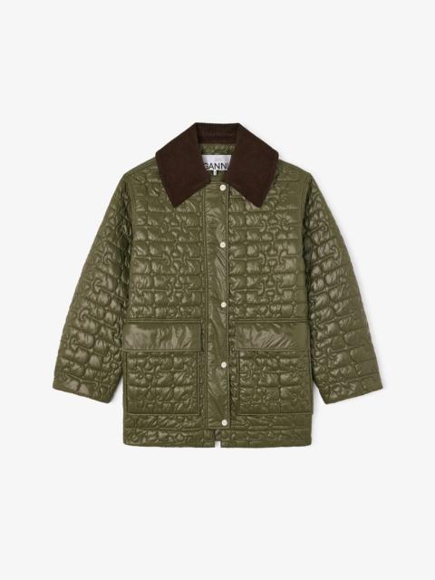 GANNI SHINY QUILT MIDI JACKET