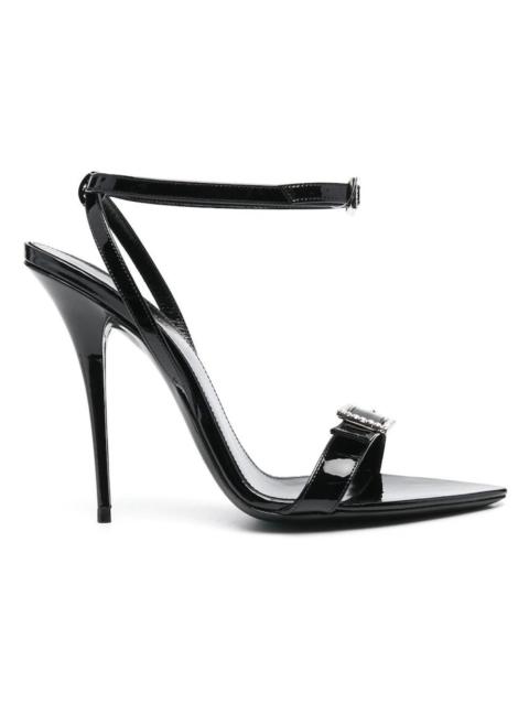 SAINT LAURENT Saint Laurent Gippy Buckled Sandal Heels Black Leather