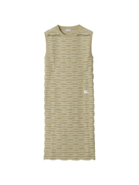 Burberry Embroidered-Logo Ribbed Mini Sleeveless Dress