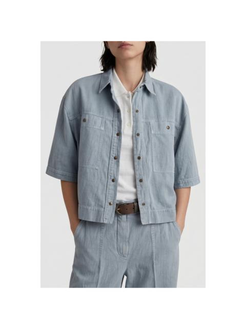 Brunello Cucinelli Brunello Cucinelli Wolight Blue Linen Blend Shirt