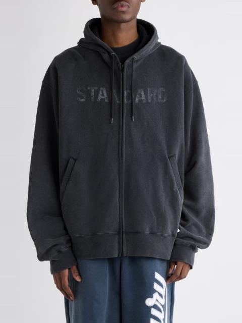 BALENCIAGA Balenciaga Oversize Zip-Up Graphic Hoodie in 1041 Faded Washed Black at Nordstrom