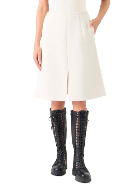 AKRIS Akris Pleated Cotton & Silk A-Line Skirt in Ecru at Nordstrom