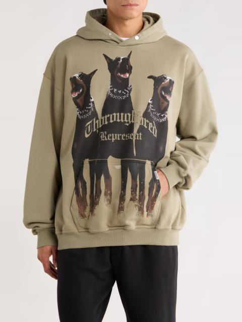 REPRESENT Represent Thoroughbred Oversize Cotton Graphic Hoodie in Khaki at Nordstrom