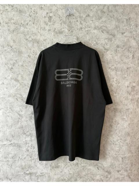 BALENCIAGA Balenciaga Black Back Rhinestone Limited Edition Short-Sleeve Shirt