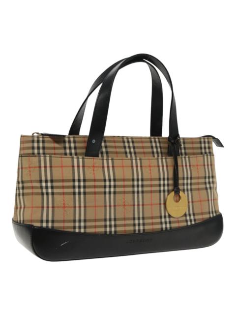 Burberry Burberry Nova Check Hand Bag Canvas Leather Beige Gold