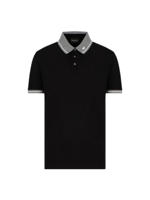 EMPORIO ARMANI Emporio Armani Piped Collar Cotton Pique Polo Shirt