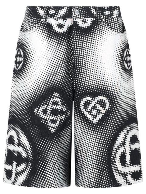 CASABLANCA Casablanca 'Perlescent' Navy Cotton Bermuda Shorts Men