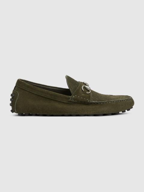 GUCCI Gucci Horsebit GG Suede Drivers