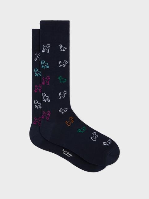 Paul Smith Navy 'Dogs' Pattern Socks