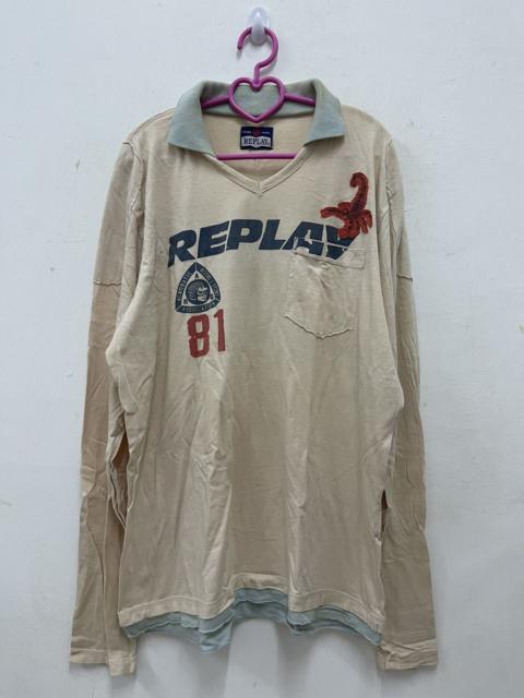 Other Designers Rare Vintage REPLAY Hawks Long Sleeve Polo Tee